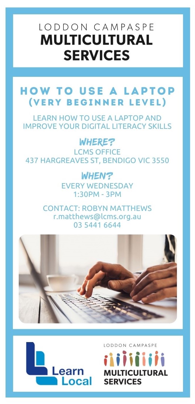How to use a laptop course flyer